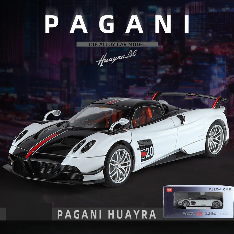 Pagani Huayra BC Blu Francia/Candy Blue com detalhes em carbono, modelo de carro 1/18 da Autoart