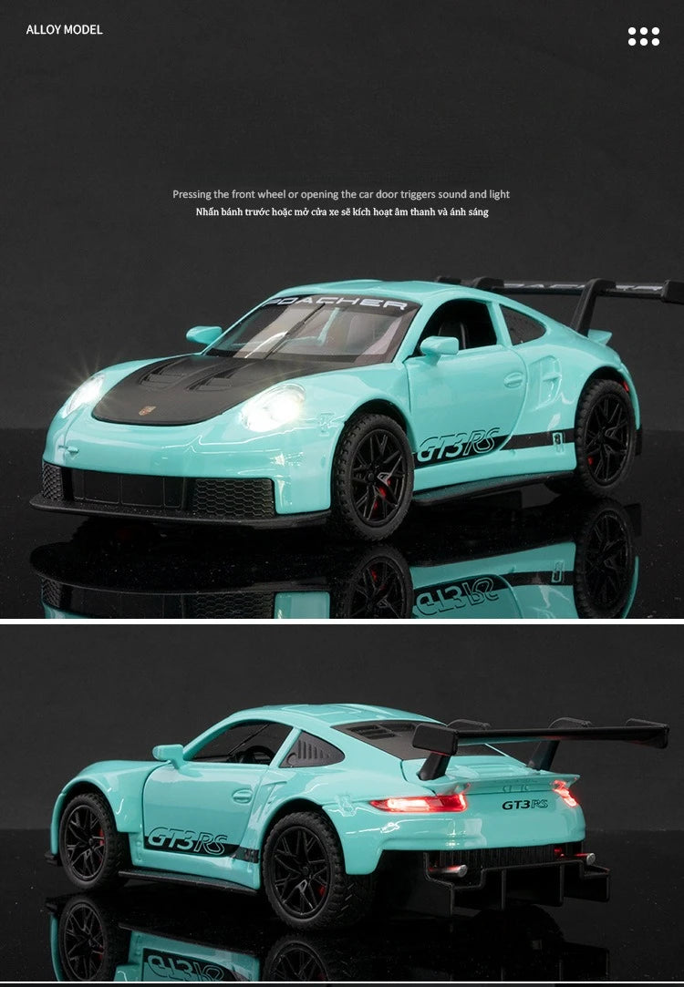GT3-RS Targa 4S Carro Esportivo Brinquedo Leve Som Puxar Para Trás Liga Fundida Carros de Corrida Coleção Presente Meninos